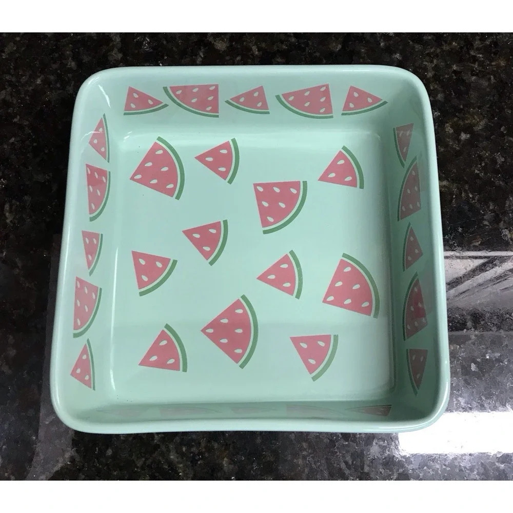 Temptations by‎ Tara Watermelon Bakeware Summer Green Casserole Dish 7'